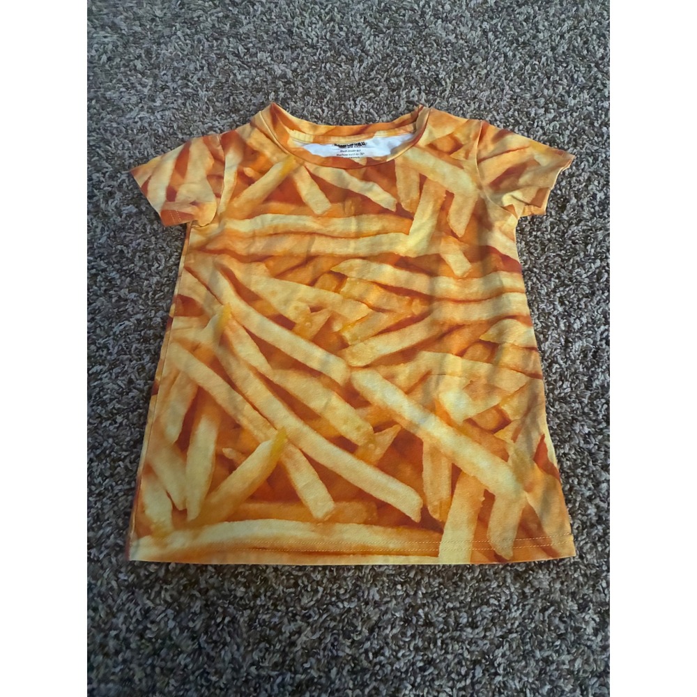 Romey Lulu Kids French Fries All Over Print T-Shirt Size 4T Organic Cotton Blend